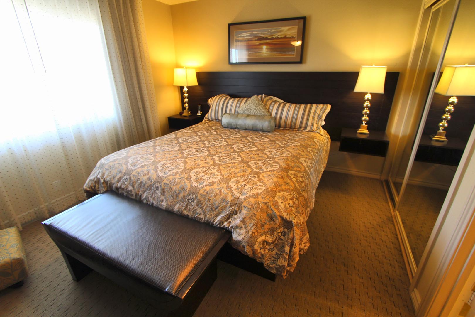A master bedroom at VRI's Four Seasons Pacifica in San Clemente, California.